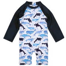 DFMEI 夏季新款嬰幼兒男童泳衣 1-4-7歲兒童連體海豚寶寶防曬速幹游泳衣