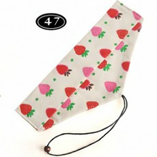 餐具收納綁繩收納袋 - 三角便攜餐具袋 刀叉湯匙筷子環保吸管收納袋 餐袋 婚禮小物, 1個, 橫開綁繩款, 草莓