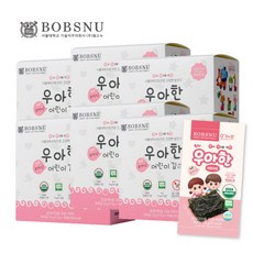 서울대 우아한 소금기름없는 유기농 어린이김(분홍이), 무조미, 15g, 6개