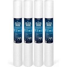 로나콰 5 마이크론 표준 20인치 x 2.5인치 침전물 필터 카트리지 NSF 인증 전체 하우스 시스템용 4층 여과 FPB5-20 SDC-25-20054 VX05-20 4팩과 호환, 4