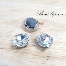 타원글라스 캡보석 백금도금, 13*18mm(10개), 크리스탈, 1개