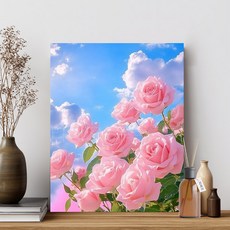 티레오 꽃보석십자수 캔버스형 40x50cm 재물십자수 비즈십자수 3D 대형보석십자수 큐빅비즈 DIY액자형취미, 04 장미꽃, 1개