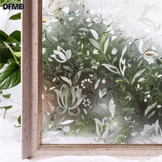 DFMEI 鬱金香鐳射靜電無膠玻璃膜透光不透明保護隱私窗戶裝飾貼紙外貿, 鬱金香1米長/每卷