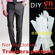 JXK-1 맞춤형 물리적 생산 웨스트 종이 바지 언플리츠 절단 의류 1:1 도면 남성용 수제 DIY 패턴, Size 34, 1개