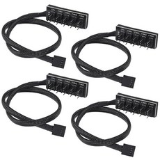 4개 4핀 PWM 팬 분배기 케이블 1개에서 2개로 변환기 컴퓨터 PC ATX 케이스 4핀3핀 냉각용, 1 to 5 Splitter