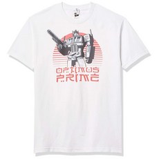 Transformers 남성용 옵티머스 프라임 한자 룩 베이직 단색 티셔츠 화이트.