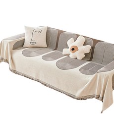 北歐現代年輪流蘇全蓋式沙發巾, 1個, 年輪咖啡