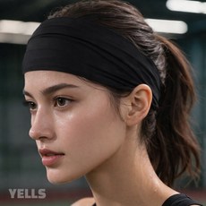 옐스 다용도 쿨링 스포츠 헤어밴드 고급형, 블랙, 1개