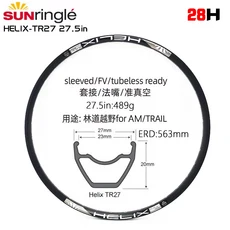 자전거 림 경량 고강도 Sunringle HELIX MTB XC TR FR AM DH 슬로프 카용 2927.526 인치 슬리브 용접 24 홀 28 3236, 12)TR27 27.5 28H 1PCS