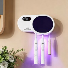 PYHO 칫솔살균기 UV살균 열풍건조 벽걸이 욕실용 전동칫솔 거치대 가족용, 흰색, KR-02