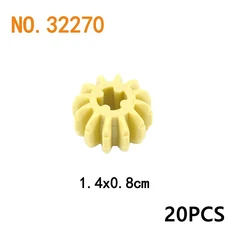기술 장비 차축 벽돌 부품 웜 랙 Conector MOC 기차 자동차 크레인 모델 18942 18940 62821 호환 조립 입자, 32270-Beige20pcs