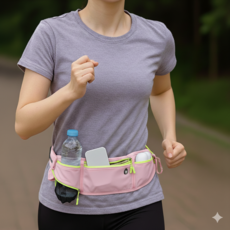 런버디 스포츠 런닝벨트 러닝 조깅 마라톤 휴대폰 수납 운동 벨트 맨발걷기, 형광 지퍼 핑크, 1개