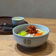 본인 쌍희 고백자 도자기 전통 비빔밥 국수 면기 1200ml, 1개