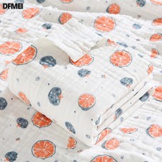 DFMEI 紗布浴巾純棉嬰兒薄款a類初生兒童高密包被110*110cm童被蓋毯, 檸檬:72*92cm(±2cm)