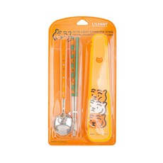 릴팡 무직타이거 옥타 진공 스텐 수저 슬림 케이스 세트, 숟가락 + 젓가락 + 케이스, 혼합색상, 1세트