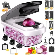 오이키 채칼 양파 채썰기 18IN1 만능채칼 세트, 블랙&화이트, 1세트