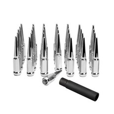 M14x1.5 스파이크 러그 너트 32개 4.4인치 크롬 쉐보레 실버라도 GMC 시에라 1500 2500 3500 포드 F-150 F-250 F-350 8홀 애프터마켓 휠 14, 32PCS, Chrome