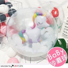 台灣尚勇 沙灘球 玩水玩具 泳池 戲水 球中球充氣式沙灘球 獨角獸 火烈鳥 西瓜【2F323M742】, 1個