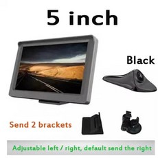 디지털사이드미러 차량용 모니터 카메라 1080p 5인치 CMS 자동차 전자 백미러 왼쪽 오른쪽 사각지대 주차 지원 고화질 야간 투시경, Black