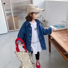 女童牛仔長袖襯衫 時髦洋氣春裝新款韓版童裝兒童牛仔襯衫