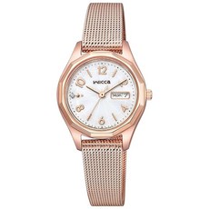 CITIZEN 손목시계 wicca 태양 기술/방수/보기 쉬운 KH3-568-15 메쉬 밴드 크리스탈 유리 여성 사업 학생 단순 선물 핑크 골드 화이트 금 화이트 초침 태양 날짜