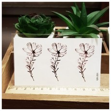 WAWA TATTOO簡約線條花朵QS-251 K12紋身貼紙，男女通用防水DIY刺青貼紙, 1個