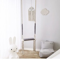 실내 그네 흔들 의자 면 로프 행거 장난감 가정용 사다리, 화이트 그레이