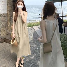 [라이프커머스] 원피스 OPS 홈웨어 예쁜 여자 A라인 뒷트임 포인트 나시 여름
