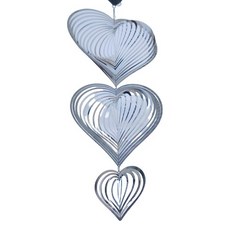 단비루리 하와이 바람개비 3D 입체 회전 모빌 장식, 실버 하트 3단