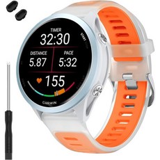 13729914 스마트워치 스트랩 밴드 시계줄 교체 탑 퍼펙트 시계 가민 Forerunner 570 47mm 폭 22mm 가능 소프트 실리콘 교체용 리스트밴드 Venu 4 45, 1-클리어/오렌지.