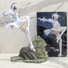 尼爾：自動人形2B小姐姐手辦模型，精緻動漫美少女擺件，帶場景桌面個性禮物，台灣出貨, 1個, 機械紀元B2白色款【盒装】