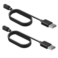 밍달인 피트니스 트래커 충전기와 호환되는 USB 자석 충전 케이블 Mingdaln M4 1.47인치 트래커블랙 M4용, 2 Pack-Black+Black