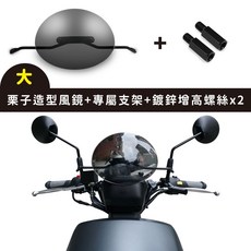 Gozilla SYM 4MICA 造型風鏡 燻黑PC材質 抗UV, 1個, (大)栗子造型風鏡+專屬支架+增高螺絲,SYM 4MICA 125/150