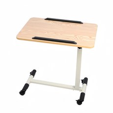 可調式升降滾輪桌，萬向輪設計, 米色