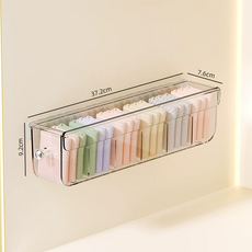 무타공 접착식 속옷 양말 수납함 서랍형 속옷 벽걸이 수납함, 투명, 4개