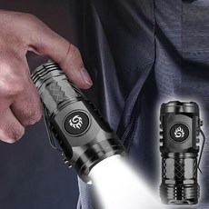 독일 미니 고휘도 손전등 초광도 휴대용 탐조등 방수랜턴 충전식후레쉬, 2개, 블랙 손전등