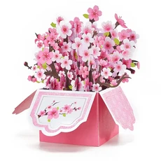 청첩장 어머니날 깜짝 카드 봉투 꽃 팝업을 위한 생일 인사말 결혼 기념일 3D 선물 상자 포함 추수감사절, Pink Sakura