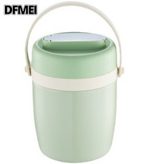 DFMEI 新款保溫桶飯盒 大容量學生上班族帶飯冬季超長保溫, 1個, 1.5L麥綠色【1個餐格】+摺疊勺:304不鏽鋼
