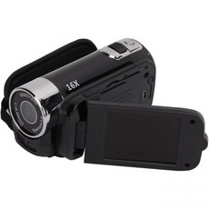 비디오 카메라 캠코더 풀 HD 1080p 16메가픽셀 레코더 270° 회전 2.7인치 컬러 스크린 16배 줌 디지털 블랙 검정색, Black, 1개