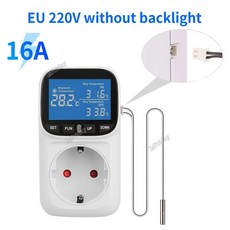 온도조절기 스마트 플러그 컨트롤러 온도 220V 콘센트 고정밀 센서 EU 16A LCD 타이머 소켓 디지털 디스플레이, EU without backlight, 1개, 1) Blueno backlight
