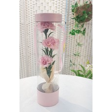 핑크카네이션 어버이날 어린이집 스승의날 실크 조화플라워 원형 박스 추가금없는 무료구성(LED조명+쇼핑백), 1box