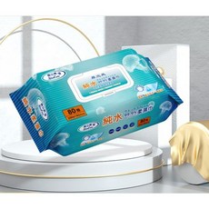 易立爽 純水99.9%濕紙巾(加蓋) 80抽 大張濕巾 加厚版 EDI純水濕巾 大濕巾, 1個