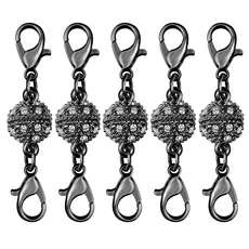 랍스터 걸쇠 커넥터가 있는 마그네틱 걸쇠 보석 제작용 원형 볼 마그네틱 걸쇠 DIY 팔찌 목걸이 5 세트/로, 03 10mm, 05 gun black