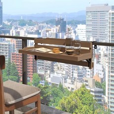 두리 원목붙박이테이블 접이식 배란다 난간 부착 테이블, 갈색 접이식 90cm