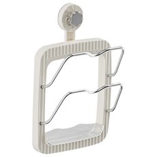 투데이리빙 무타공 2단 벽걸이 냄비 뚜껑 거치대 도마 후라이팬 정리 걸이 조리도구 수납 받침 정리대 흡착 스텐 꽂이 선반, 1개, R98589W(화이트