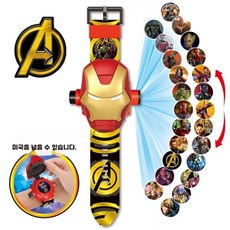 큐티시계 손목시계 캐릭터시계 소형프로젝션시계 마이멜로디시계 시나모롤시계 키티시계 산리오시계, T. 아이언맨 플립커버  프로젝터 24개 업그레이드 모