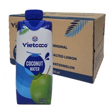 베트남 비엣코코 코코넛워터100% VIETCOCO coconut Water nuoc dua WORLDFOOD, 330ml, 12개