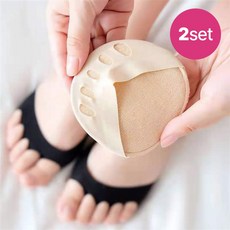 1+1 포풋 베어풋 토우캡 앞꿈치 보호패드 발바닥 통증 예방 스펀지 쿠션패드, 2세트, 블랙