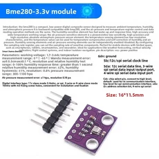 습도 및 디지털 센서 AHT20 공기압 모듈 온도 습도 + BMP280 온도 공기압 고정밀, 2. BME280-3.3V