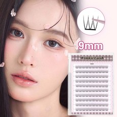 Winkii 노글루 인조 속눈썹 9mm 자연스러운 V형 3in1 짧은 아이돌 속눈썹 풀이 필요없는 아이래쉬 10줄 100모 대용량, 1개, 3in1  V형